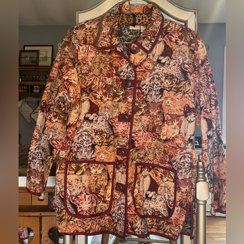 Blair Crazy For Cats Kawaii Lux Cat Tapestry Jacket VINTAGE amazing condition